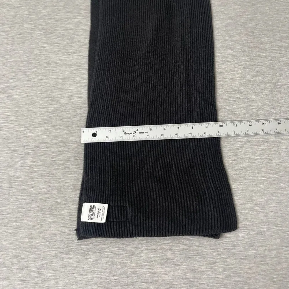 Victoria’s Secret PINK Black Ribbed Knit Scarf